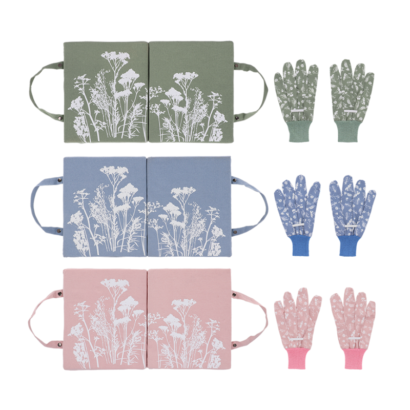 Set repose genoux et gants floraux