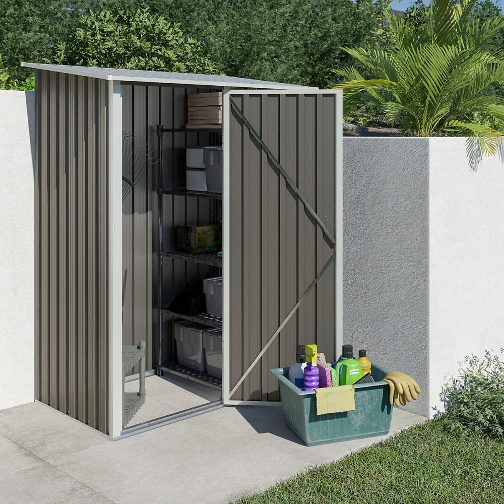 Abri de jardin métal toit plat 1 – 04 m2 Trigano + kit d'ancrage