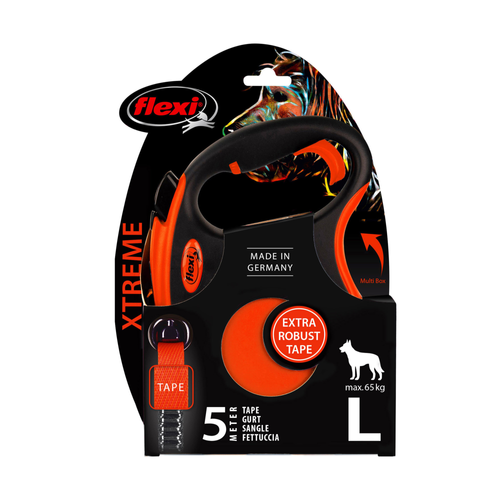 LAISSE RÉTRACTABLE AVEC CORDON XTREM FLEXI® - ROUGE - LARGE - 5M