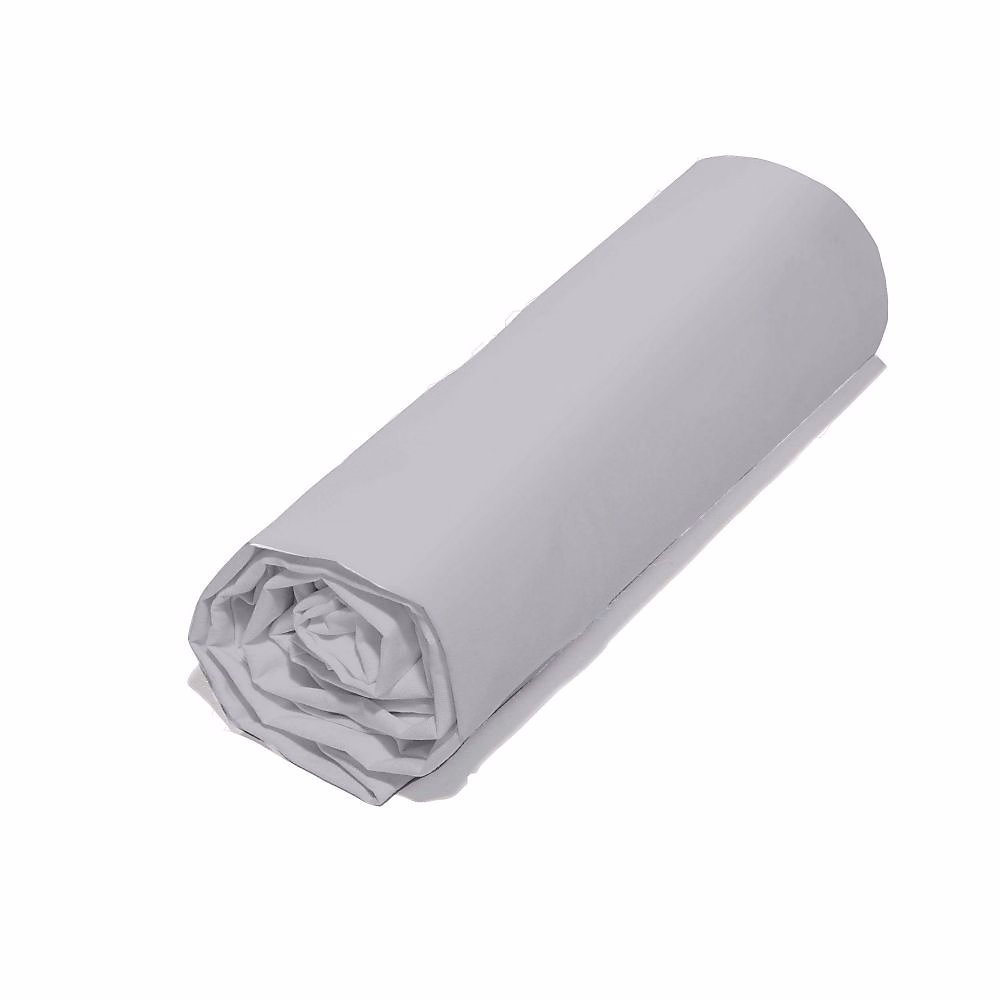 Drap housse 180 × 200 +30 cm 100% coton bio 57 fils gris