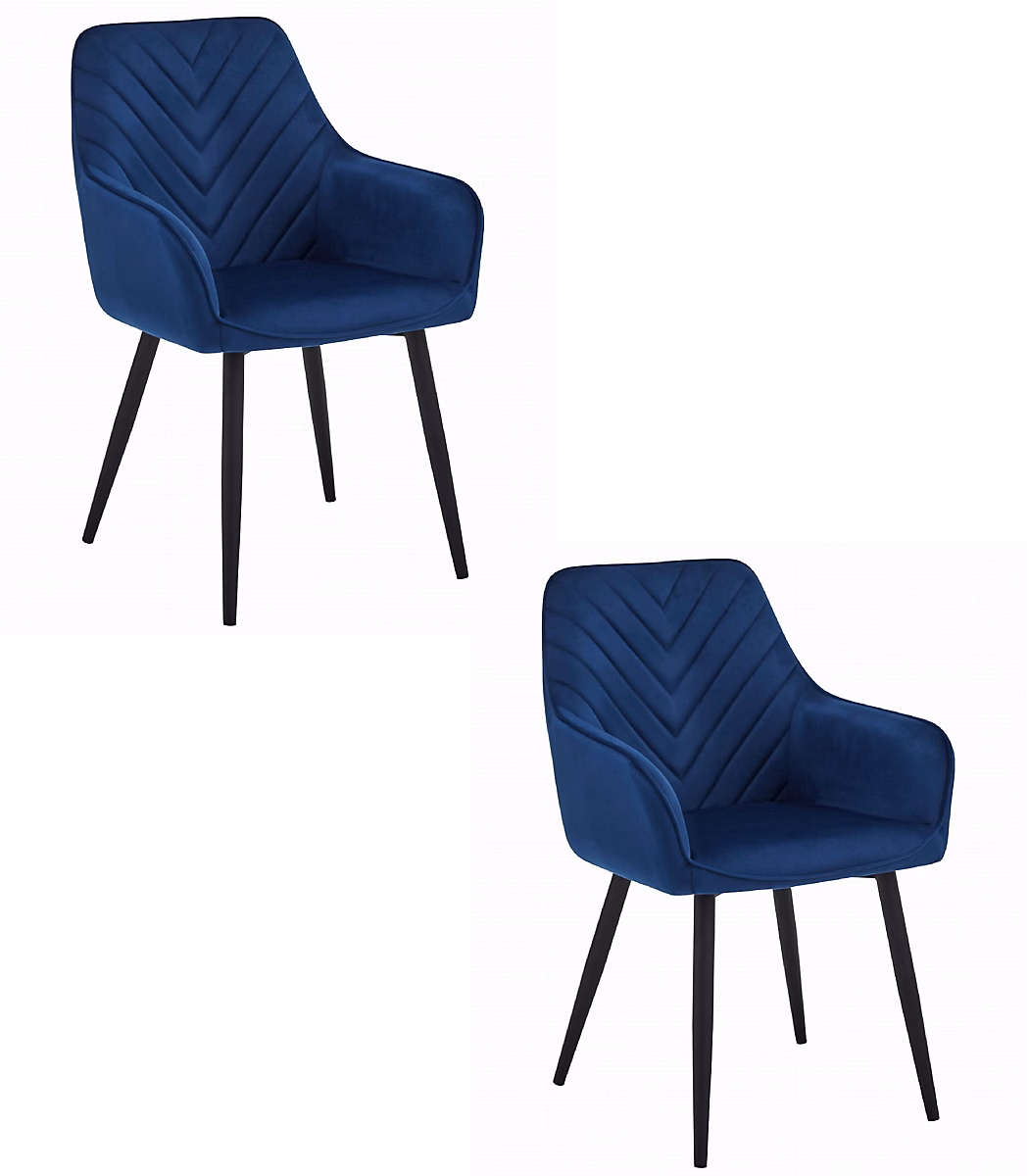 Chaises de salle à manger Valora WAAV Velours bleu marine avec pieds noirs x 2 | Chaise
