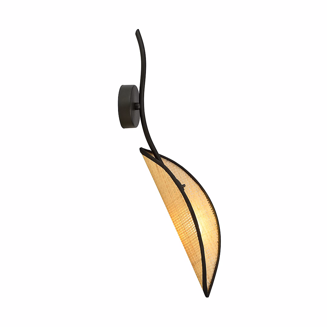 Applique murale LOTUS K1 BLACK/RATTAN – Emibig Lighting | Fabriqué en EU