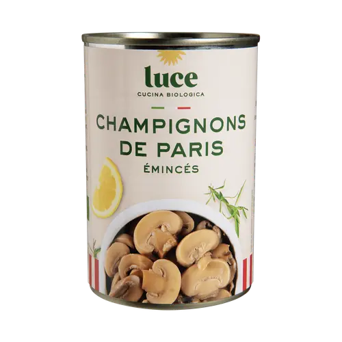 Pour votre espace extérieur：Champignons de Paris émincés bio Luce - 400 g