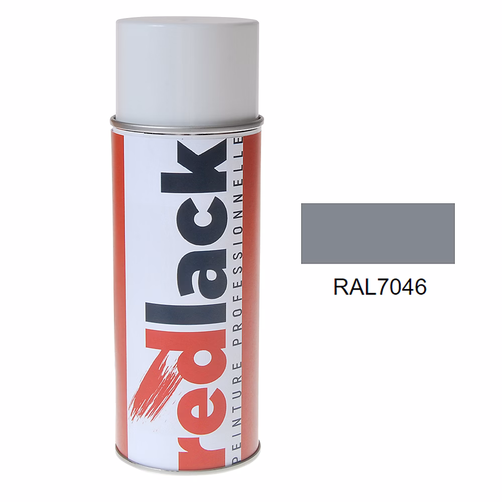 Bombe de peinture Aérosol – spray, 400ml, RAL 7046 Telegris 2, Brillant, multisupport, Redlack, RAL7046
