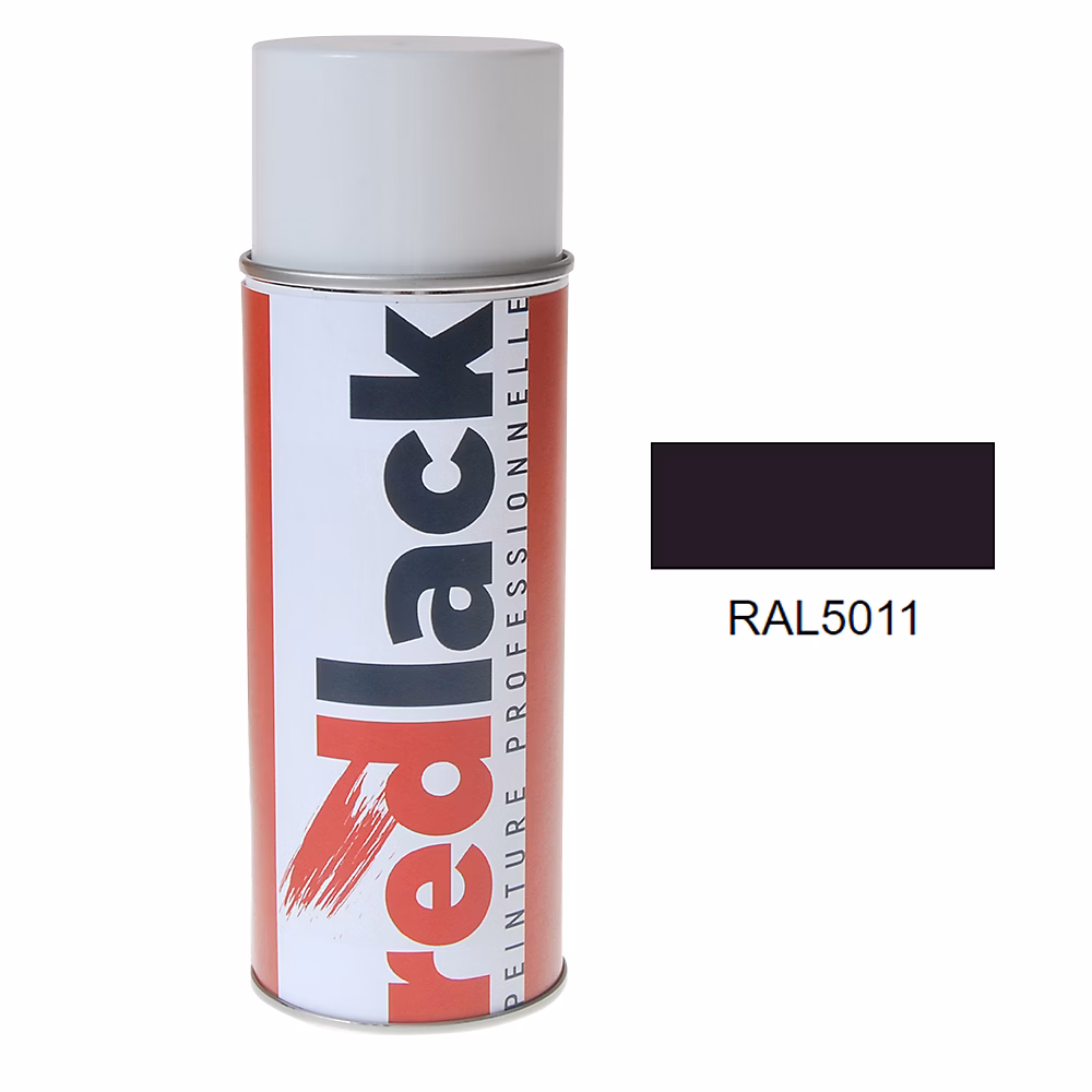Bombe de peinture Aérosol – spray, 400ml, RAL 5011 Bleu acier, Satiné, multisupport, Redlack, RAL5011