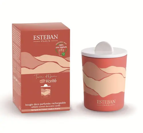 Jardin au quotidien：Bougie décorative parfumée senteur terre d'ocre karité Esteban - 180 g