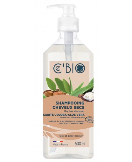 C'bio - Shampoing cheveux secs Karité Jojoba Aloé - 500 ml