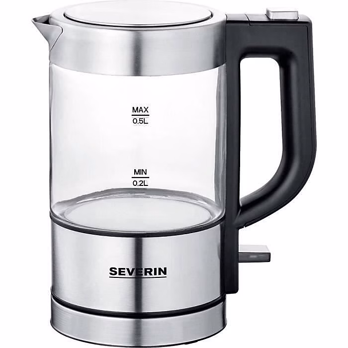 Bouilloire sans fil 0.5l 1100w inox brossé/noir Severin 3472 | Bouilloire