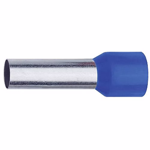 Embout simple d'extrémité de câble 16 mm² x 12 mm – partiellement isolé | code couleur bleu. | lot de 100