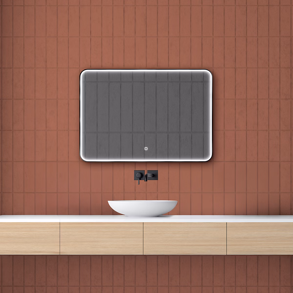 Miroir de salle de bains lumineux LED rectangulaire l. 100 x H. 70 cm MPGlass Denver | Miroir de salle de bains