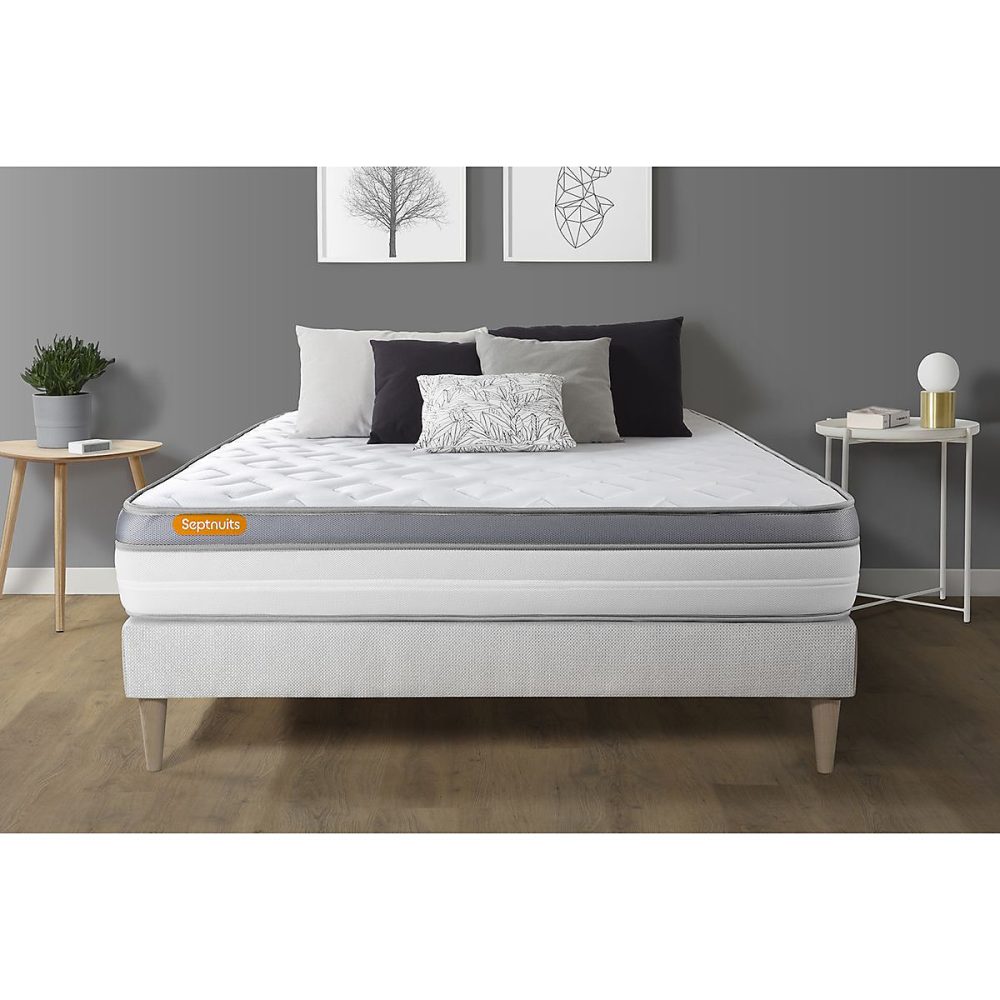 Ensemble – Matelas Mémoire de forme 26cm d'épaisseur, 5 zones de confort, Confort très ferme, Sommier tapissier en kit
