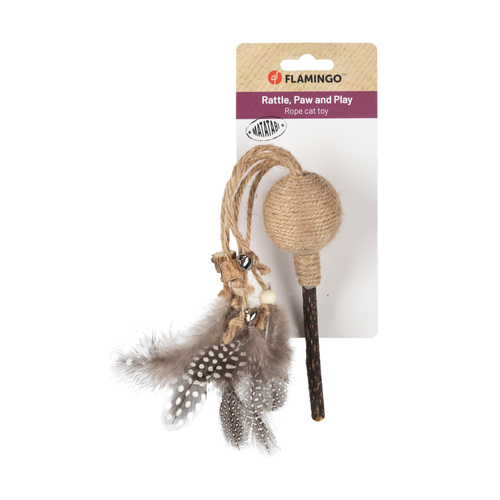 JOUET POUR CHAT FLAMINGO® YUTSA BÂTON BRUN AVEC BALLE