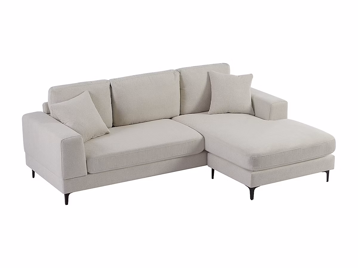 Canapé d'angle réversible en tissu texturé beige JAMOLO | Canapé