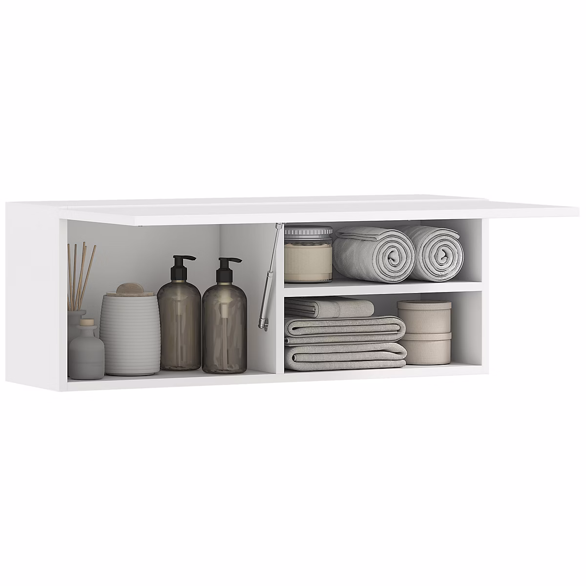 Meuble de salle de bains – Armoire murale salle de bain porte abattante 3 compartiments blanc