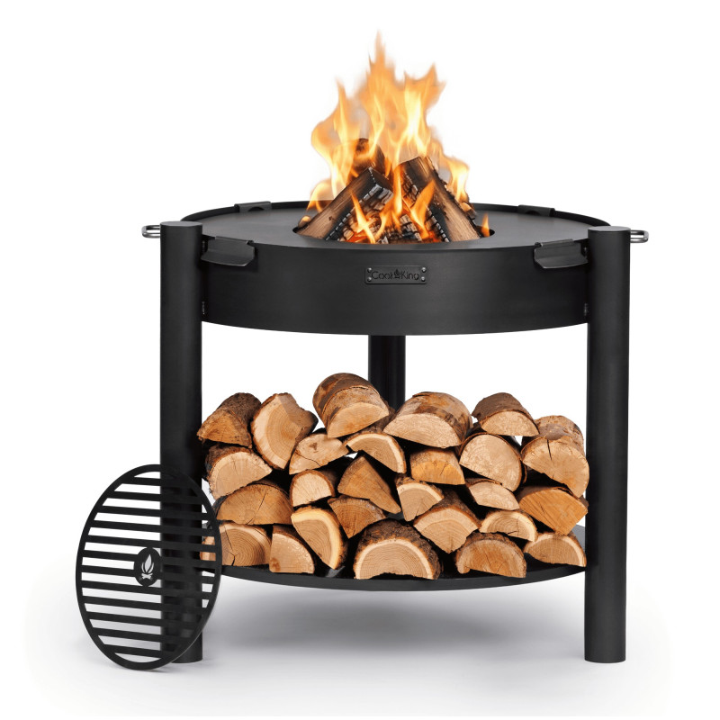 Brasero Montana 80 cm avec plaque et grille de cuisson pour griller au feu de bois