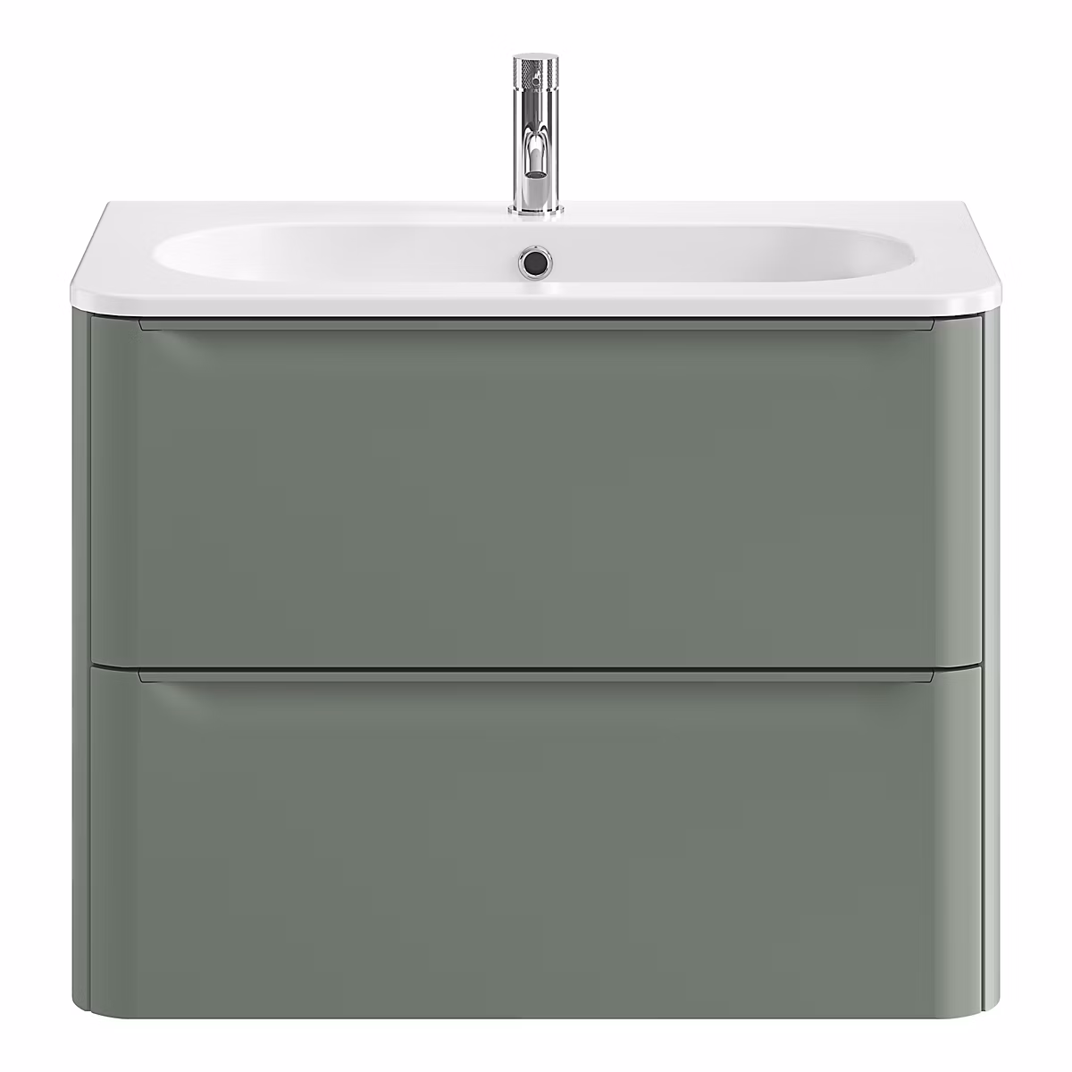 Ensemble meuble sous vasque vert + plan vasque en résine blanc L.80 – 4 cm GoodHome Nevado