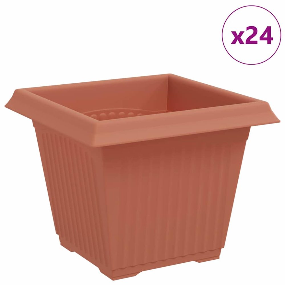 vidaXL Pot de Fleurs Carré 24 pc Rouge brique 20 x 20 x 16 cm
