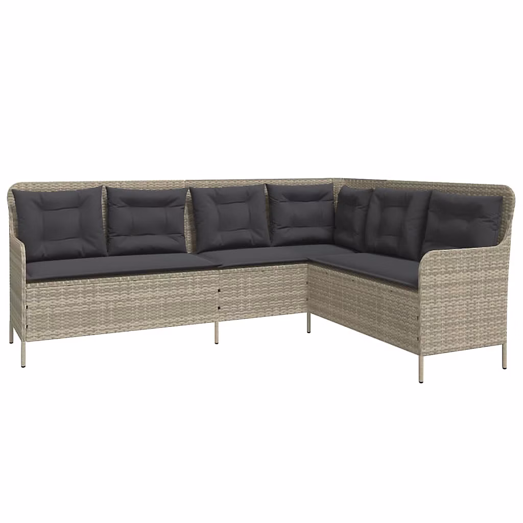 Canapé de jardin avec coussins forme de L gris clair poly rotin vidaXL – Réf. HJJYVOXCL4104555166