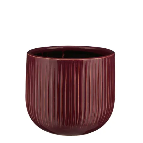 Pour mieux organiser vos extérieurs：Pot rond cannelé coloris violet Pablo - 16 x Ø 18 cm