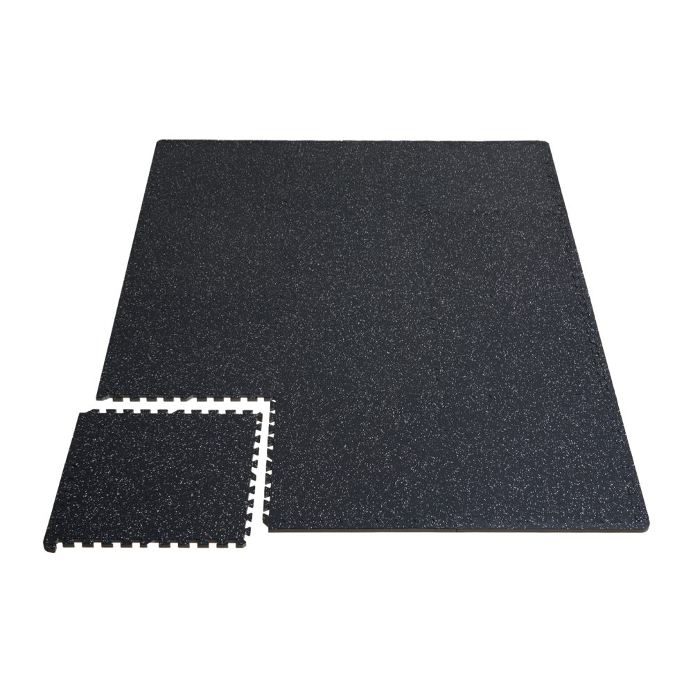 SucceBuy Tapis de sol salle de sport 0.56", 25 carreaux caoutchouc EVA 24"x24", couverture 100 pi², noir et blanc.