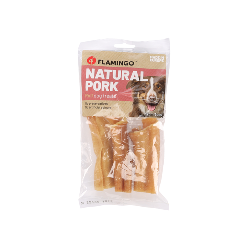 FRIANDISE POUR CHIEN FLAMINGO® - PEAU DE PORC - 12CM - X3