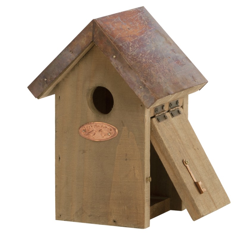 Nichoir en bois pin et cuivre pour roitelets - Ø 30 mm