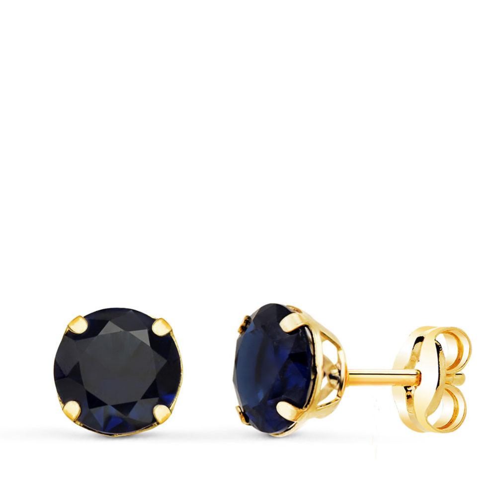 L'ATELIER D'AZUR Boucles d'Oreilles Or 18 Carats 750 Jaune - Zirconiums Bleu Saphir