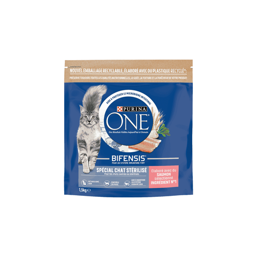 CROQUETTE CHAT PURINA® ONE® STERILISED SAUMON ET BLÉ - 1.5KG