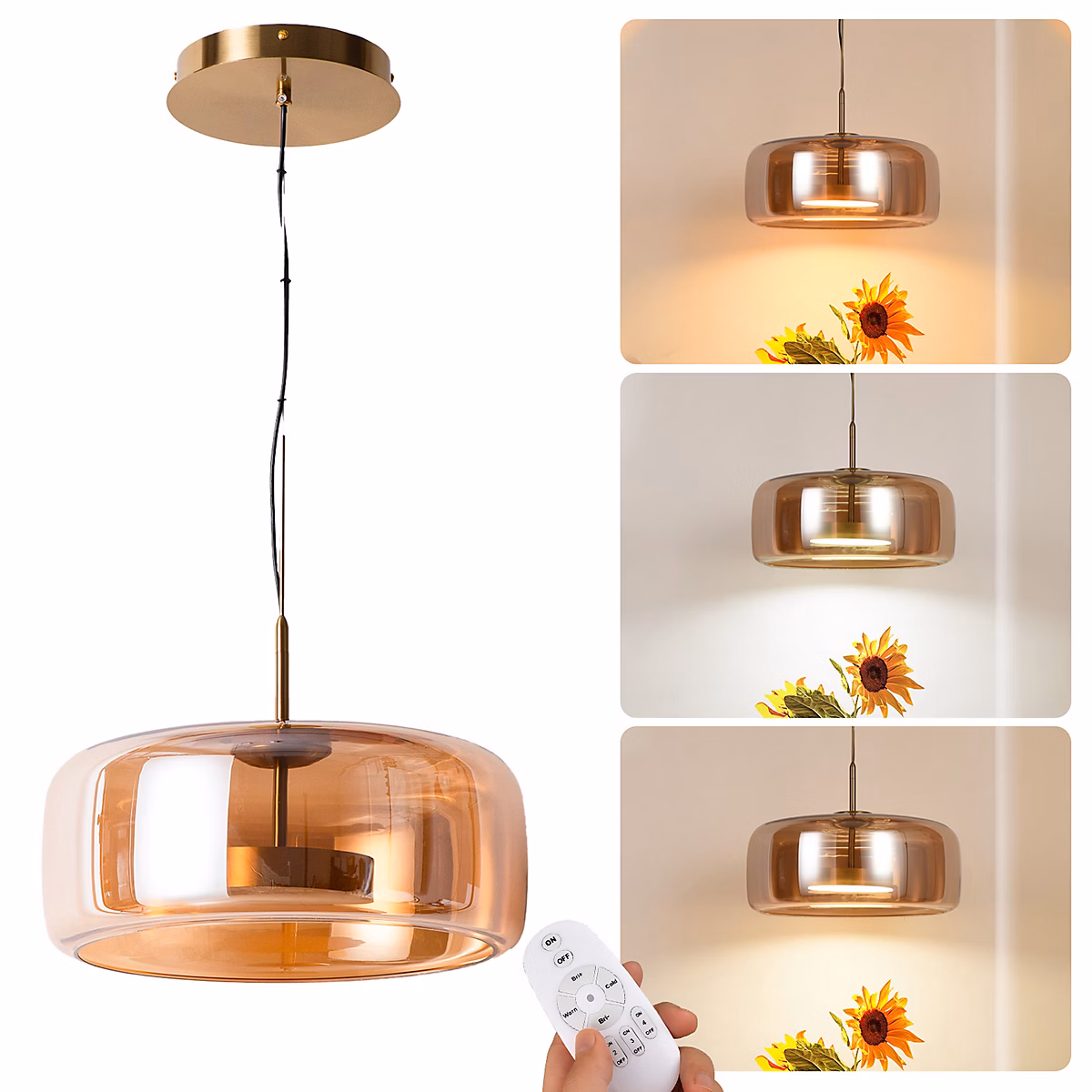 ALPINALUZ Suspension LED en cristal Alpinaluz 38 cm | 25 W – intensité variable avec télécommande Lumière chaude/neutre/froide