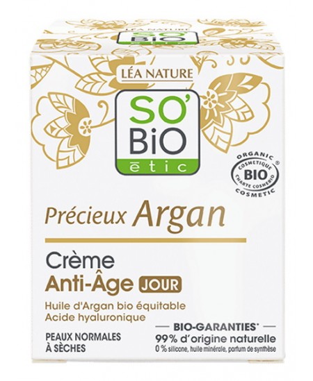 So Bio étic - Crème de Jour anti âge Précieux Argan Acide Hyaluronique - 50 ml