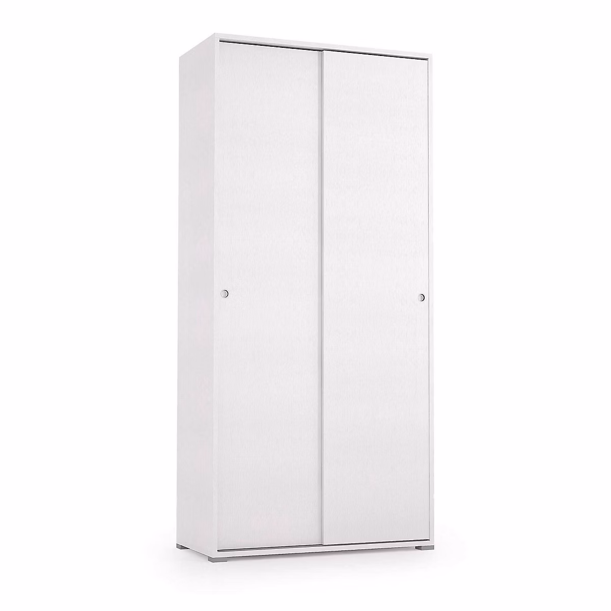 Armoire Dbuti – armoire avec 2 portes coulissantes et 4 Etageres, mobilier de chambre polyvalent moderne, 90x45h195 cm, Blanc