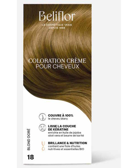 Beliflor Coloration Crème pour Cheveux 18 Blond Doré