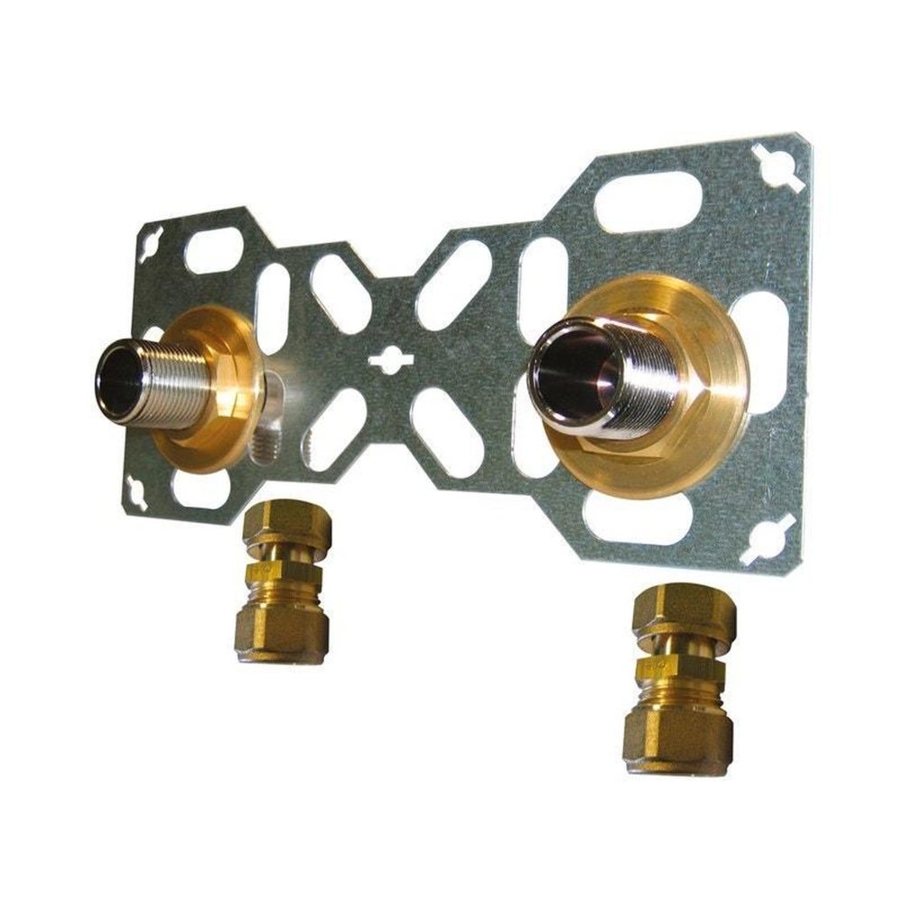CENTRALE BRICO Double sortie de cloison mâle à compression pour tube per, Diam.16 mm 20 x 27 mm