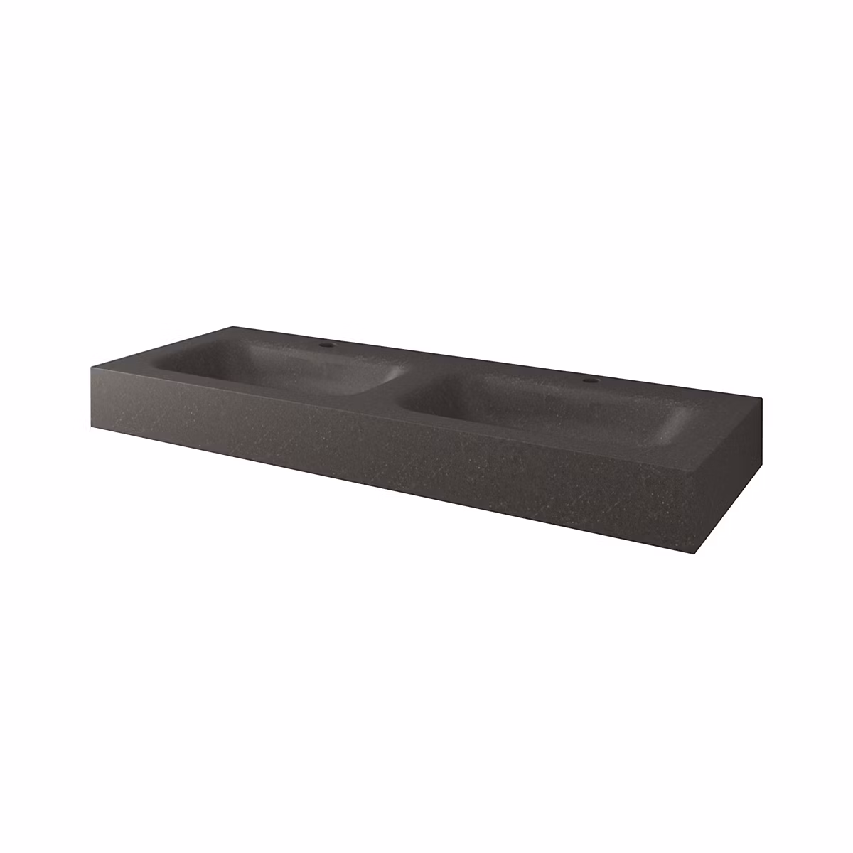 Double vasque à poser rectangulaire en résine gris foncé – L.121 x H.12 cm Monolite