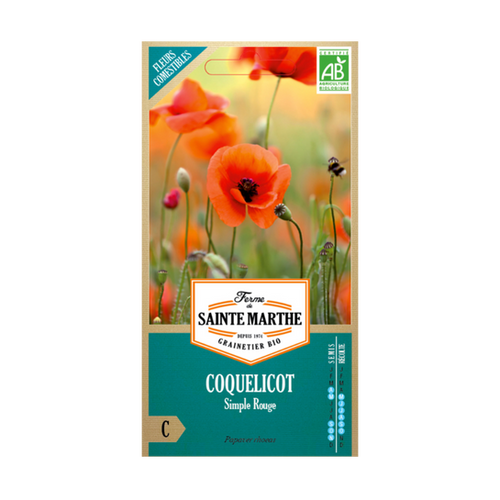GRAINES COQUELICOT SIMPLE ROUGE BIO