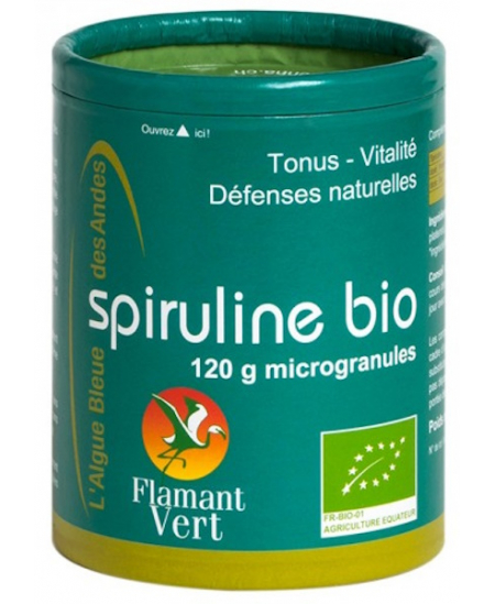 Flamant Vert - Spiruline Ecocert - 120 gr net Microgranules