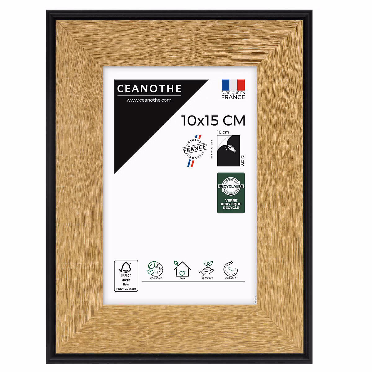 Cadre photo loft noir 10 × 15 cm Fabriqué en France