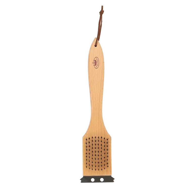 Brosse barbecue 3 en 1 avec manche en hêtre - grille nette en 2 min