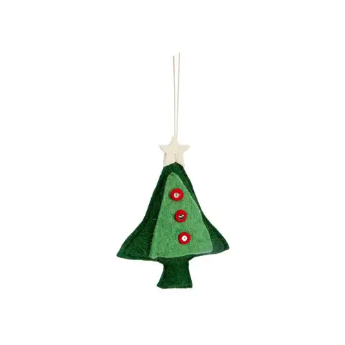Pour vos moments en extérieur：Décoration à suspendre sapin en feutrine rouge, blanc et vert - 4 x 6 cm