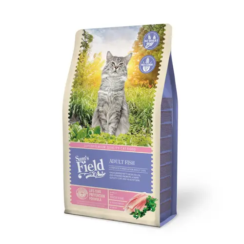 Jardin et pratique：Croquette pour chat adulte au poisson Sam's Field - 2,5 kg