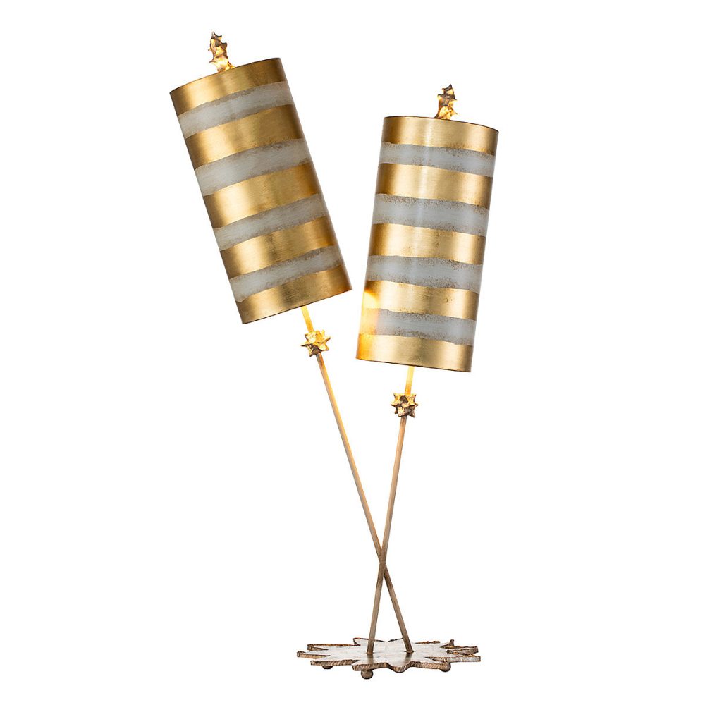 Elstead Nettle Luxe – Lampe de table à 2 lumières feuille d'or, taupe, E27