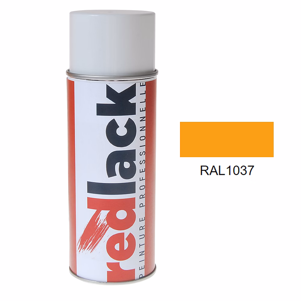 Bombe de peinture Aérosol – spray, 400ml, RAL 1037 Jaune soleil, Mat, multisupport, Redlack, RAL1037