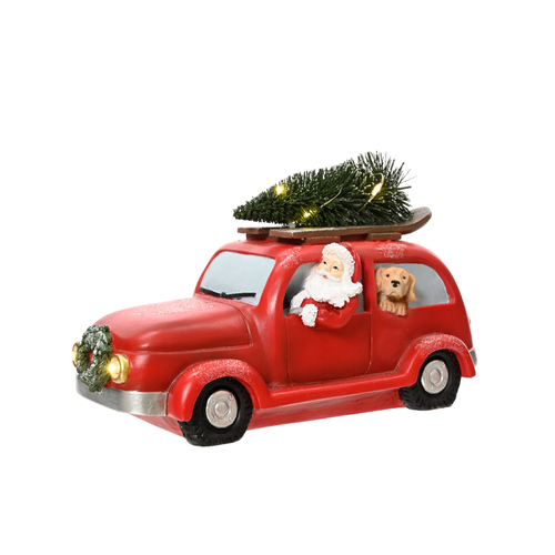 VOITURE DE NOËL AVEC DÉCORATION LED BLANC CHAUD